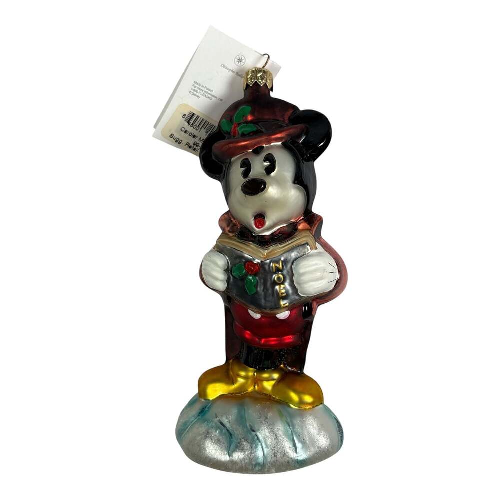 Christopher Radko Blown Mercury Glass Caroler Mickey Mouse Disney Ornament